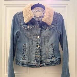 Anthropologie Pilcro Denim Jacket with Sherpa Collar